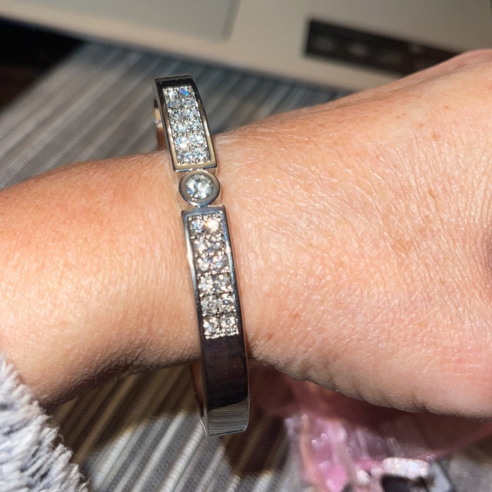 Express Silver Rhinestone Bangle Bracelet - Picture 4 of 6